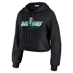 Miami Dolphins WEAR by Erin Andrews Women's Prime Cropped Pullover Hoodie Black