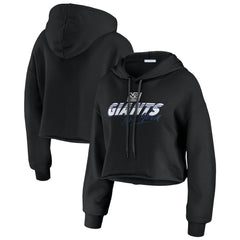 New York Giants WEAR by Erin Andrews Women's Prime Cropped Pullover Hoodie Black