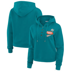 Miami Dolphins WEAR by Erin Andrews Women's Waffle-Knit Pullover Hoodie Aqua
