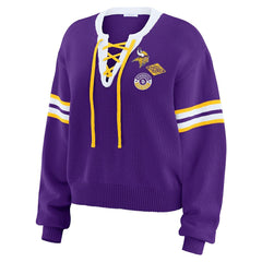 Minnesota Vikings WEAR by Erin Andrews Women's Lace-Up Sweater Purple