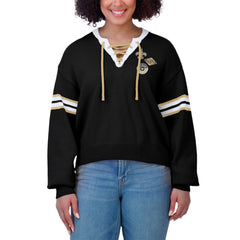 New Orleans Saints WEAR by Erin Andrews Women's Lace-Up Sweater Black