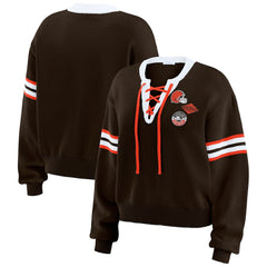 Cleveland Browns WEAR by Erin Andrews Women's Lace-Up Sweater Brown