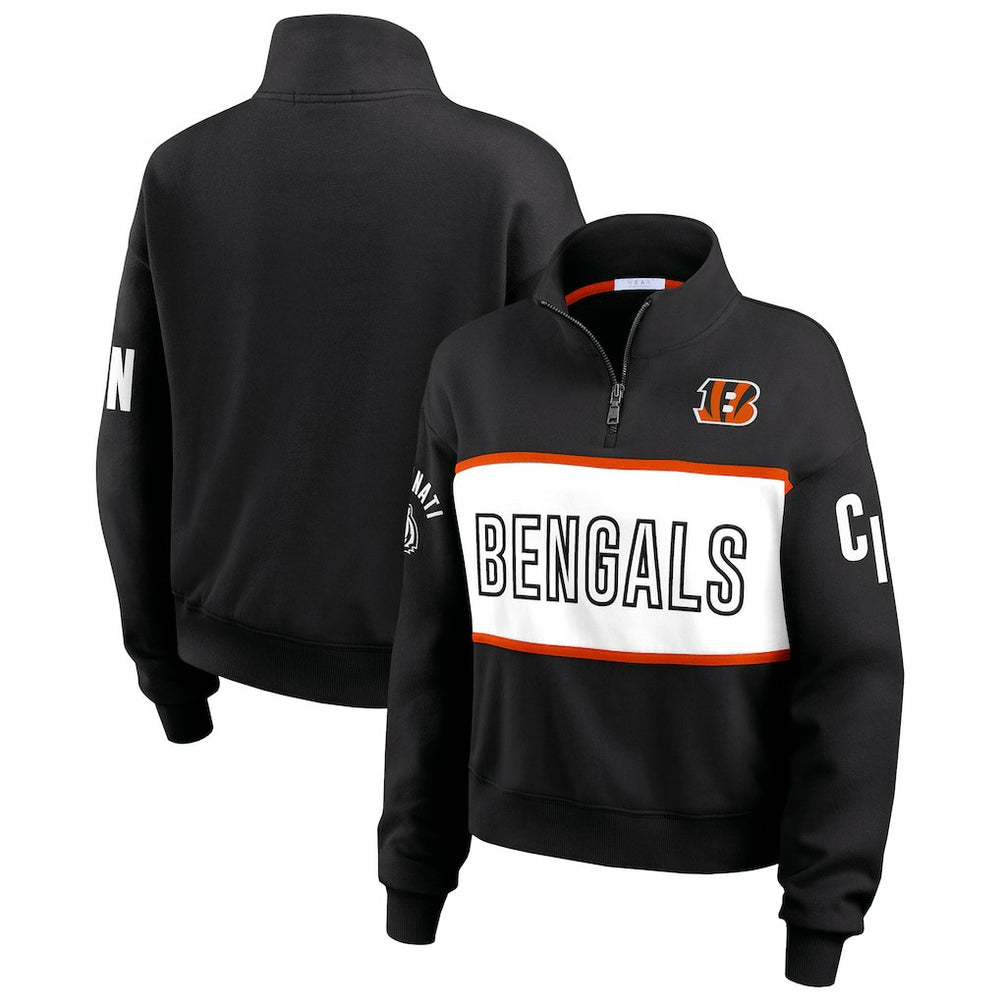 Cincinnati Bengals WEAR by Erin Andrews Women's Quarter-Zip Jacket Black