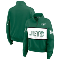 New York Jets WEAR by Erin Andrews Women's Quarter-Zip Jacket Green