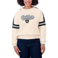 Las Vegas Raiders WEAR by Erin Andrews Women's Stripe Pullover Sweater Cream