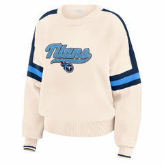 Tennessee Titans WEAR by Erin Andrews Women's Stripe Pullover Sweater Cream