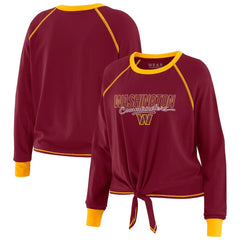 Washington Commanders WEAR by Erin Andrews Women's Tie-Front Long Sleeve T-Shirt Burgundy