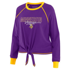 Minnesota Vikings WEAR by Erin Andrews Women's Tie-Front Long Sleeve T-Shirt Purple