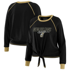 New Orleans Saints WEAR by Erin Andrews Women's Tie-Front Long Sleeve T-Shirt Black