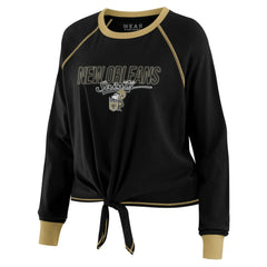 New Orleans Saints WEAR by Erin Andrews Women's Tie-Front Long Sleeve T-Shirt Black