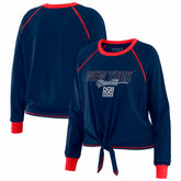 New York Giants WEAR by Erin Andrews Women's Tie-Front Long Sleeve T-Shirt Royal