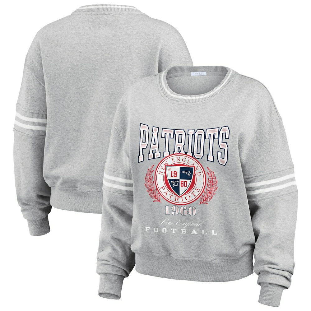 New England Patriots WEAR by Erin Andrews Women's Pullover Sweatshirt Heather Gray