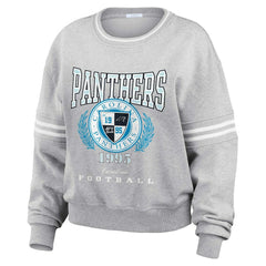 Carolina Panthers WEAR by Erin Andrews Women's Cropped Pullover Sweatshirt Heather Gray