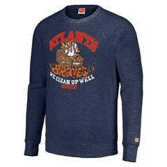 Atlanta Braves MLB x Guy Fieri’s Flavortown Unisex Tri-Blend Pullover Sweatshirt - Navy - MLB Sale