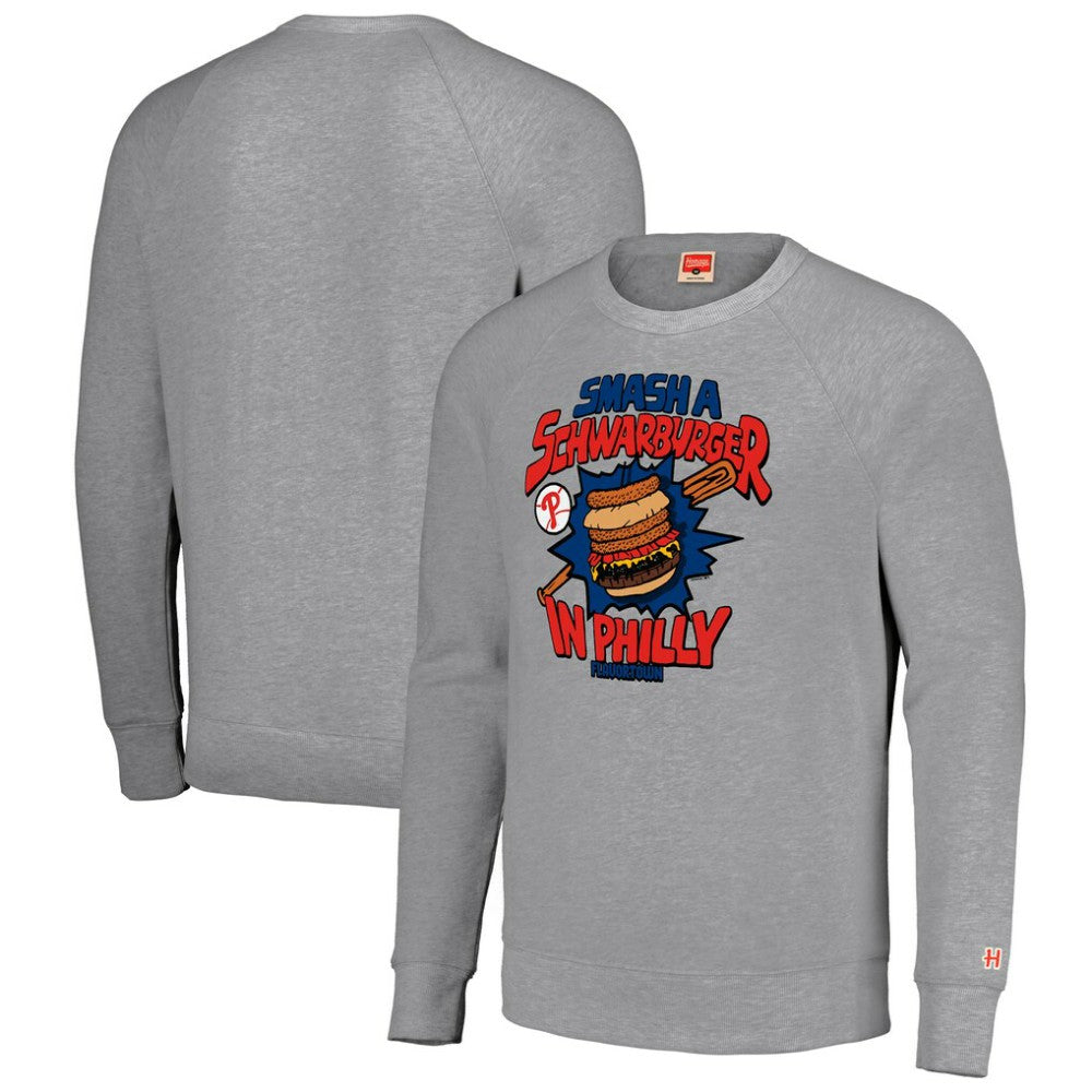 Philadelphia Phillies MLB x Guy Fieri’s Flavortown Unisex Tri-Blend Pullover Sweatshirt - Gray - MLB Discount