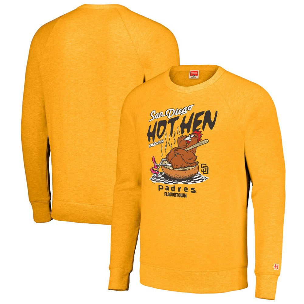 San Diego Padres MLB x Guy Fieri’s Flavortown Unisex Tri-Blend Pullover Sweatshirt - Gold - MLB on Sale