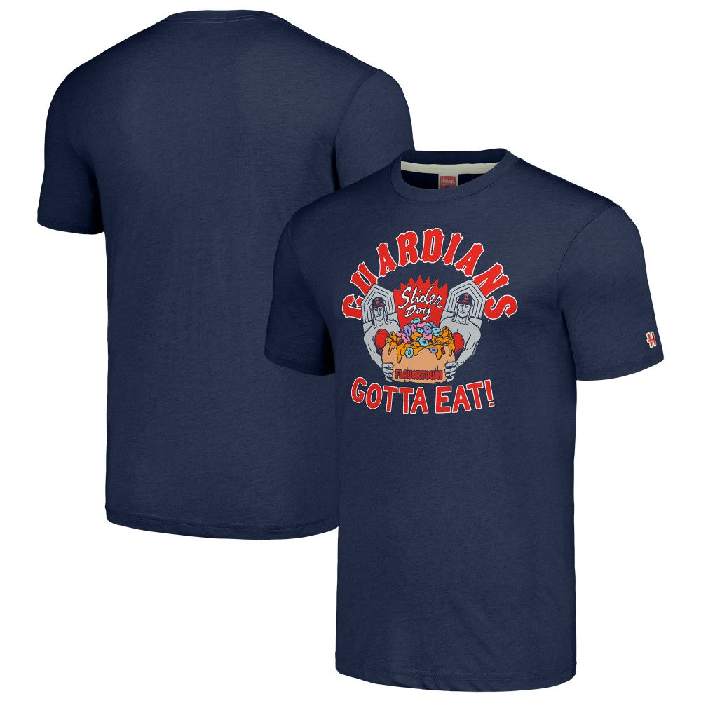 Cleveland Guardians MLB x Guy Fieri’s Flavortown Unisex Tri-Blend T-Shirt - Navy - MLB on Sale