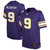 Nike J.J. McCarthy Minnesota Vikings Youth Game Jersey Purple
