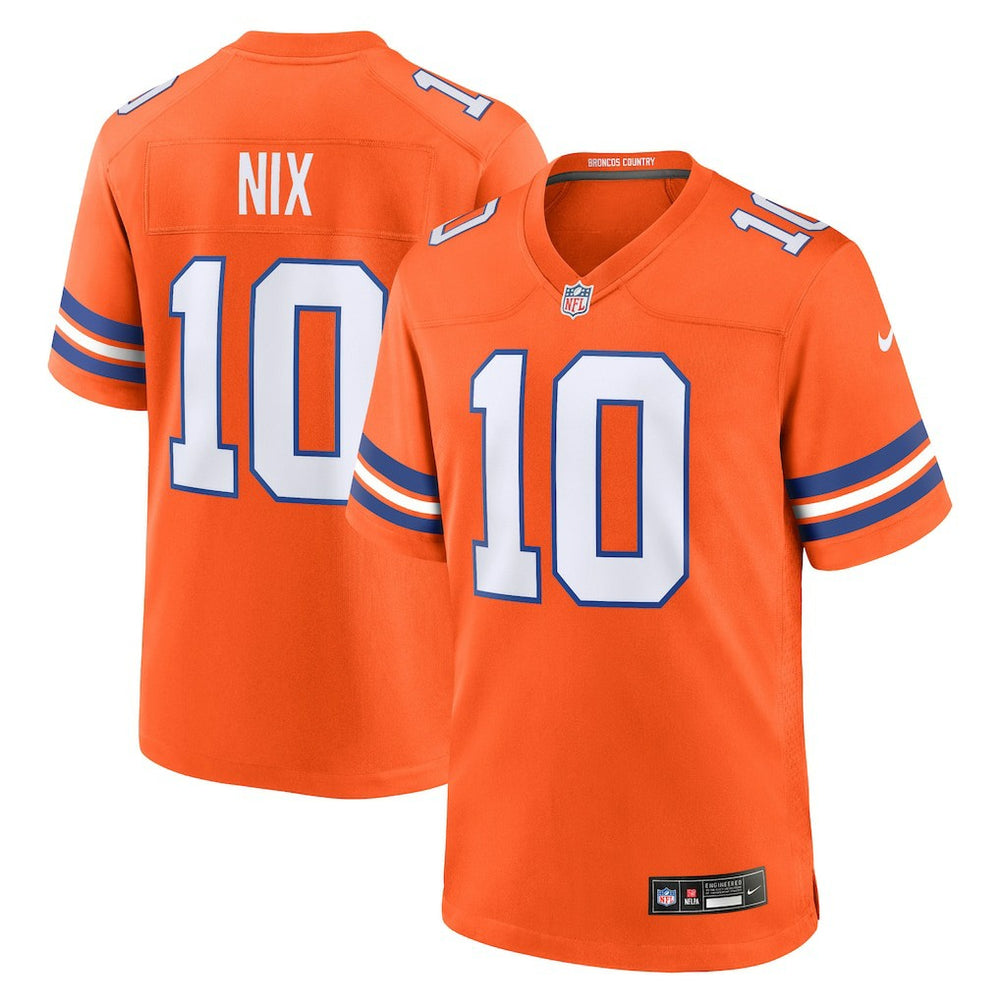 Nike Bo Nix Denver Broncos Mile High Collection 1977 Throwback Player Game Jersey Orange