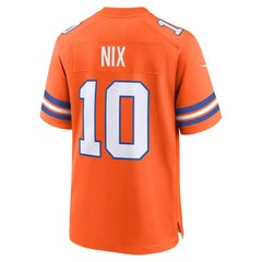 Nike Bo Nix Denver Broncos Mile High Collection 1977 Throwback Player Game Jersey Orange