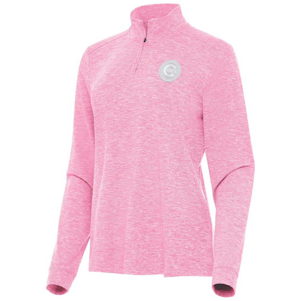Chicago Cubs Antigua Women's Mentor Lightweight Mock Neck Quarter-Zip Top - Pink - MLB Sale
