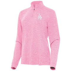 Los Angeles Dodgers Antigua Women's Mentor Lightweight Mock Neck Quarter-Zip Top - Pink - MLB Lifestyle