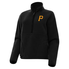 Pittsburgh Pirates Antigua Women's Figure Half-Zip Sweatshirt - Black - MLB Lifestyle