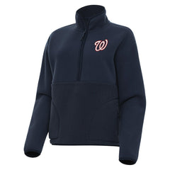 Washington Nationals Antigua Women's Figure Half-Zip Sweatshirt - Navy - MLB Sale
