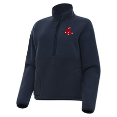 Boston Red Sox Antigua Women's Figure Half-Zip Sweatshirt - Navy - MLB on Sale