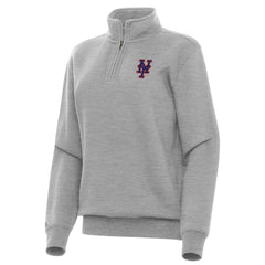 New York Mets Antigua Women's Victory Quarter-Zip Sweatshirt - Heather Gray - MLB Sale