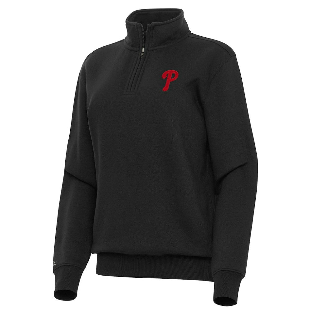 Philadelphia Phillies Antigua Women's Victory Quarter-Zip Sweatshirt - Black - MLB Discount