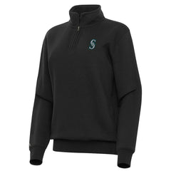 Seattle Mariners Antigua Women's Victory Quarter-Zip Sweatshirt - Black - MLB Discount