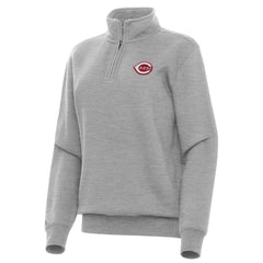 Cincinnati Reds Antigua Women's Victory Quarter-Zip Sweatshirt - Heather Gray - MLB Discount