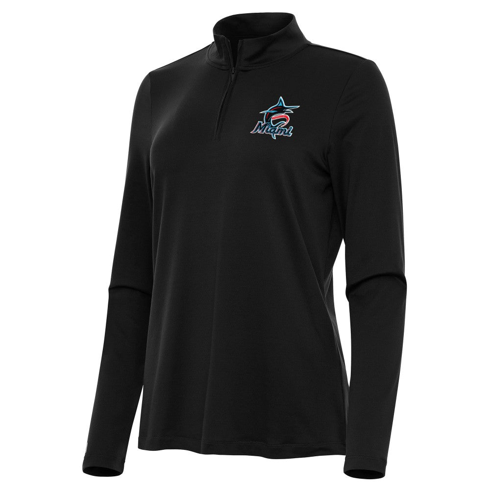 Miami Marlins Antigua Women's Reprocess Quarter-Zip Top - Black - MLB Sale