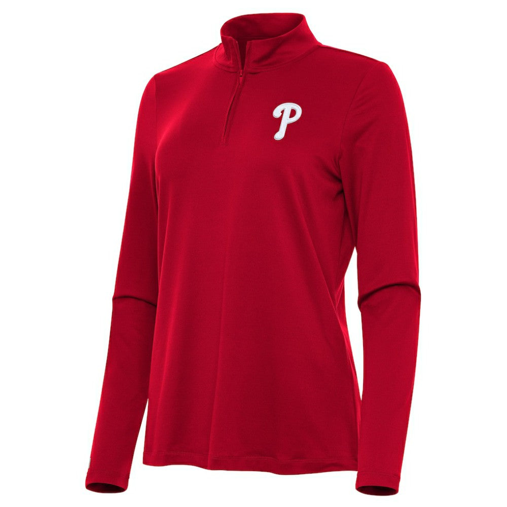 Philadelphia Phillies Antigua Women's Reprocess Quarter-Zip Top - Red - MLB Online