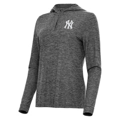 New York Yankees Antigua Women's Daybreak Quarter-Zip Hoodie - Heather Black - MLB on Sale