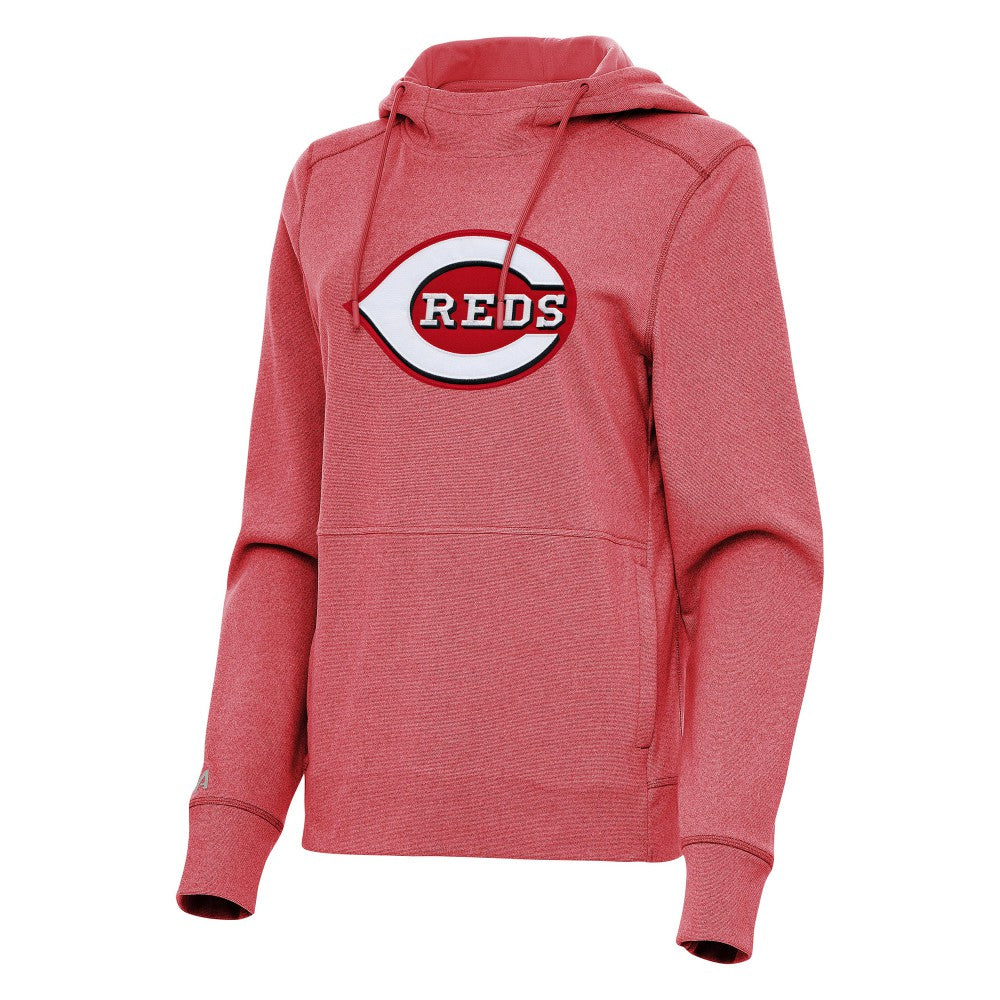 Cincinnati Reds Antigua Women's Justice Pullover Hoodie - Heather Red - MLB Lifestyle