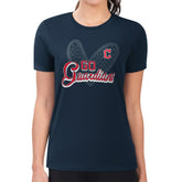 Cleveland Guardians G-III 4Her by Carl Banks Women's Super-Slim Fit Lightweight Leopard Heart T-Shirt - Navy - MLB Sale