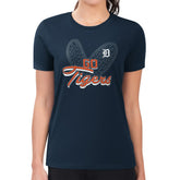 Detroit Tigers G-III 4Her by Carl Banks Women's Super-Slim Fit Lightweight Leopard Heart T-Shirt - Navy - MLB on Sale