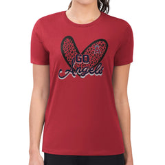 Los Angeles Angels G-III 4Her by Carl Banks Women's Super-Slim Fit Lightweight Leopard Heart T-Shirt - Red - MLB Sale