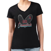Arizona Diamondbacks G-III 4Her by Carl Banks Women's Super-Slim Fit Lightweight Leopard Heart V-Neck T-Shirt - Black - MLB Lifestyle
