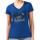 Kansas City Royals G-III 4Her by Carl Banks Women's Super-Slim Fit Lightweight Leopard Heart V-Neck T-Shirt - Royal - MLB Online