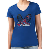 Philadelphia Phillies G-III 4Her by Carl Banks Women's Super-Slim Fit Lightweight Leopard Heart V-Neck T-Shirt - Royal - MLB Discount
