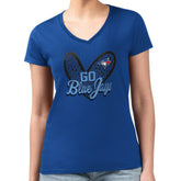 Toronto Blue Jays G-III 4Her by Carl Banks Women's Super-Slim Fit Lightweight Leopard Heart V-Neck T-Shirt - Royal - MLB Lifestyle