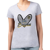 Milwaukee Brewers G-III 4Her by Carl Banks Women's Super-Slim Fit Lightweight Leopard Heart V-Neck T-Shirt - Heather Gray - MLB on Sale