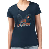 Houston Astros G-III 4Her by Carl Banks Women's Super-Slim Fit Lightweight Leopard Heart V-Neck T-Shirt - Navy - MLB on Sale