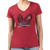 Atlanta Braves G-III 4Her by Carl Banks Women's Super-Slim Fit Lightweight Leopard Heart V-Neck T-Shirt - Red - MLB on Sale