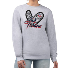 Minnesota Twins G-III 4Her by Carl Banks Women's Leopard Heart Pullover Sweatshirt - Heather Gray - MLB Online