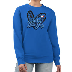 Toronto Blue Jays G-III 4Her by Carl Banks Women's Leopard Heart Pullover Sweatshirt - Royal - MLB Lifestyle