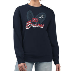 Atlanta Braves G-III 4Her by Carl Banks Women's Leopard Heart Pullover Sweatshirt - Navy - MLB Online